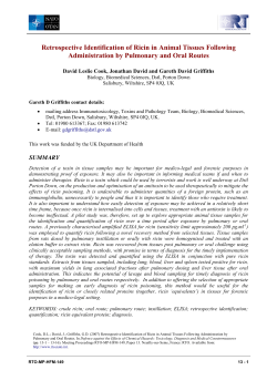 Retrospective Identification of Ricin in Animal Tissues Following