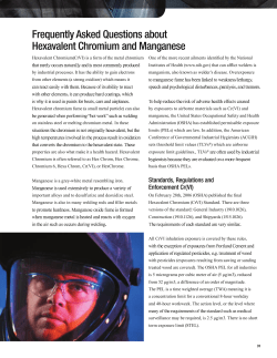 Frequently Asked Questions about Hexavalent Chromium and