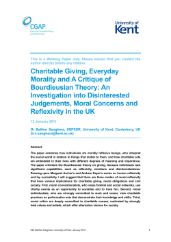 Charitable Giving, Everyday Morality and A Critique of Bourdieusian