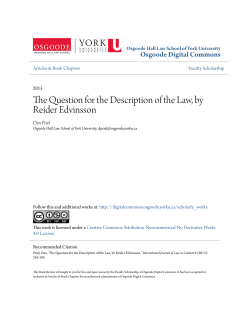 The Question for the Description of the Law, by Reider Edvinsson
