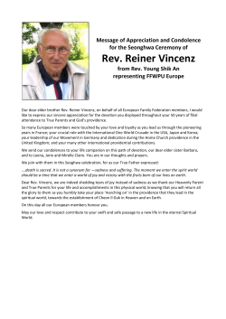 Message of Appreciation and Condolence for the