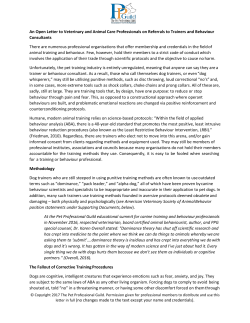 An Open Letter to Veterinary and Animal Care Prof