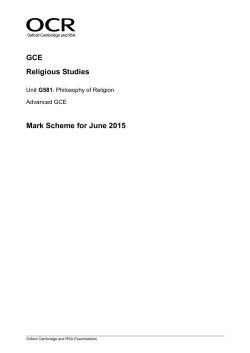 Mark scheme - Unit G581 - A2 Philosophy of religion - June