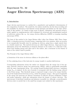 Experiment Nr. 32 Auger Electron Spectroscopy (AES)