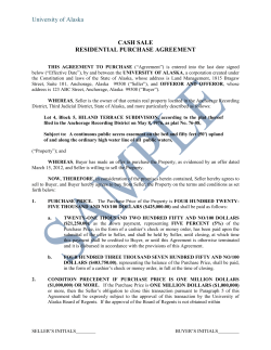 University of Alaska CASH SALE RESIDENTIAL PURCHASE