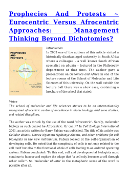 Prophecies And Protests ~ Eurocentric Versus Afrocentric