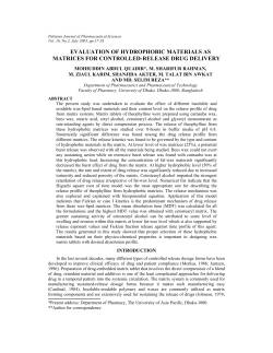 evaluation of hydrophobic materials as matrices for controlled