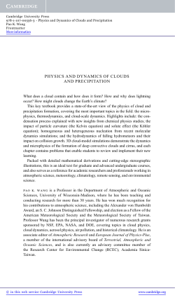 PHYSICS AND DYNAMICS OF CLOUDS AND PRECIPITATION
