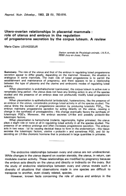 role of uterus and embryo in the regulation