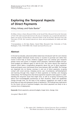 Exploring the Temporal Aspects of Direct Payments