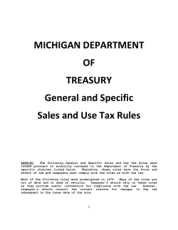 MICHIGAN DEPARTMENT OF TREASURY General and Specific