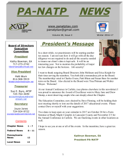 PA-NATP NEWS - Pennsylvania Chapter of the NATP