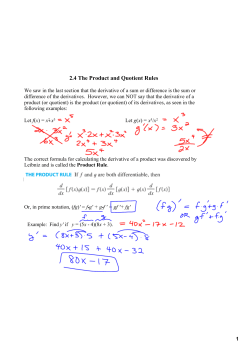 2.4 The Product and Quotient Rules (9/25
