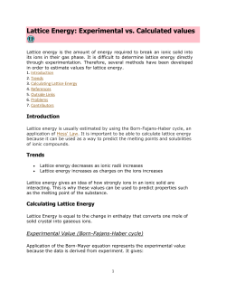 Lattice Energy: Experimental vs. Calculated values
