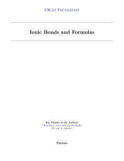 Ionic Bonds and Formulas