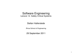Software Engineering Lecture 14: Safety Critical Systems