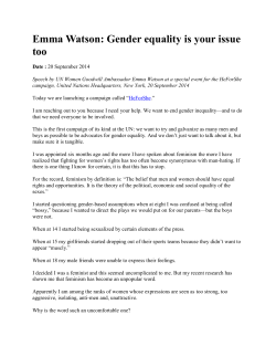 Emma Watson: Gender equality is your issue too