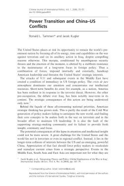 Power Transition and China&ndash;US Conflicts