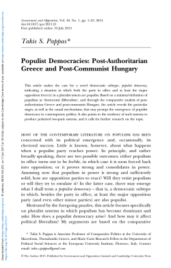 Takis S. Pappas* Populist Democracies