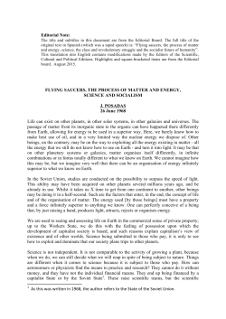 FLYING SAUCERS, THE PROCESS OF MATTER AND ENERGY