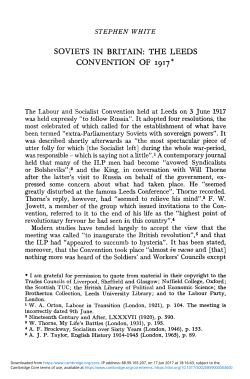 Soviets in Britain: The Leeds Convention of 1917