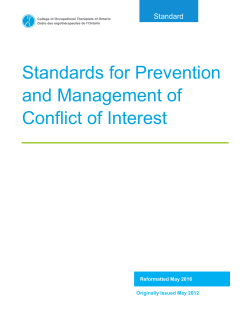 Standards for Prevention and Management of Conflict of Interest