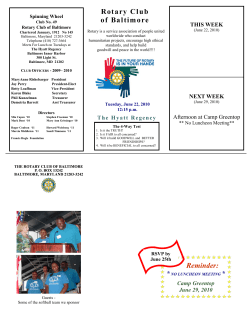 Rotary Club of Baltimore Reminder: