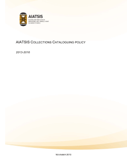 aiatsis collections cataloguing policy