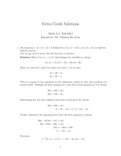 Extra Credit Solutions
