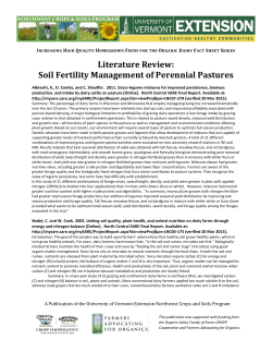 Literature Review: Soil Fertility Management of Perennial Pastures