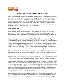 ASL Supplement to the POL Organizer`s Guide