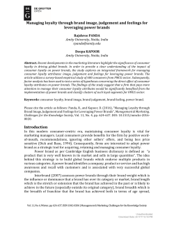 Managing loyalty through brand image, judgement and feelings for