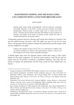 inadvertent doping and the wada code