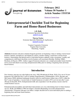 Entrepreneurial Checklist Tool for Beginning Farm and Home