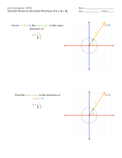 The Unit Vector in the Same Direction of v = ai + bj Given v = ai + b