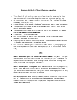 Bordeleau Chili Cook-Off General Rules and Regulations &bull; This chili