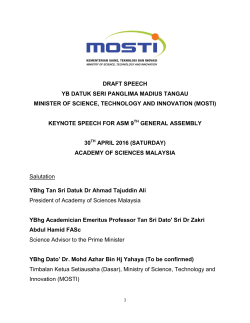 Minister`s Keynote for 9th GA
