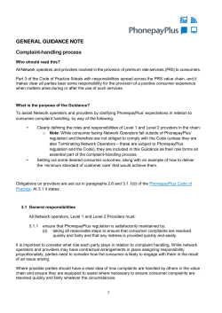 GENERAL GUIDANCE NOTE Complaint