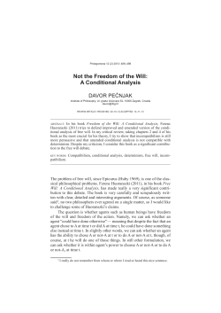 Not the Freedom of the Will: A Conditional Analysis