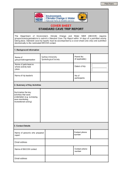 COVER SHEET STANDARD CAVE TRIP REPORT