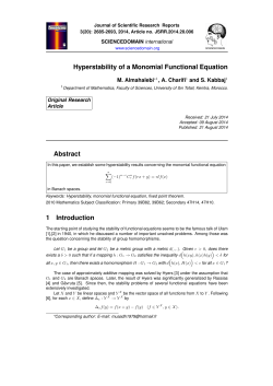 Hyperstability of a Monomial Functional Equation Abstract 1