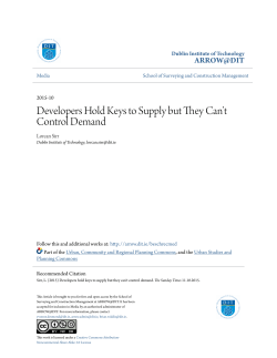 Developers Hold Keys to Supply but They Can`t