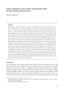 Future Outlook for Arms Control / Disarmament Talks on Non