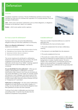 Defamation - Slater and Gordon Lawyers