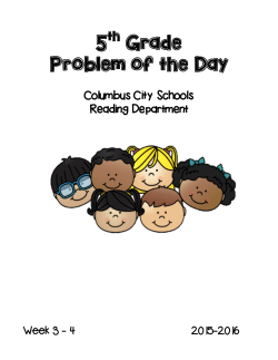 Week 3 and Week 4 - Columbus City Schools