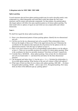 Colloquium tasks for MEF 3000 / MEF 4000 Sphere packing