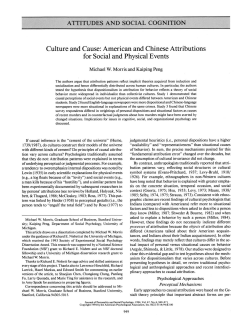 Culture and Cause: American and Chinese Attributions
