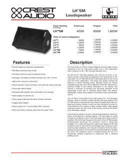 Features Description - Peavey Commercial Audio