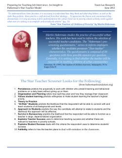 The Star Teacher Screener Looks for the Following