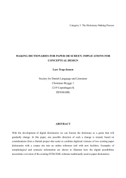 MAKING DICTIONARIES FOR PAPER OR SCREEN